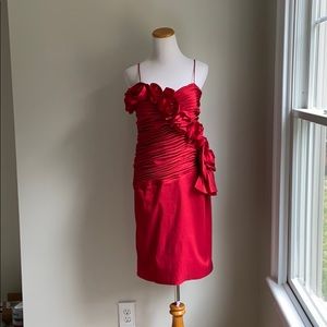Never Worn- Red Ruched Cocktail Dress